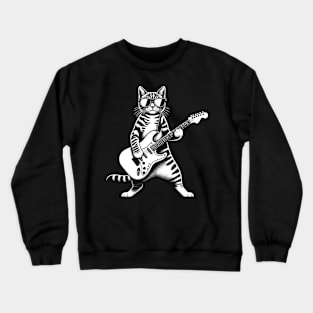 Guitar Cat Novelty Rock Music Band Concert Funny Cat Crewneck Sweatshirt